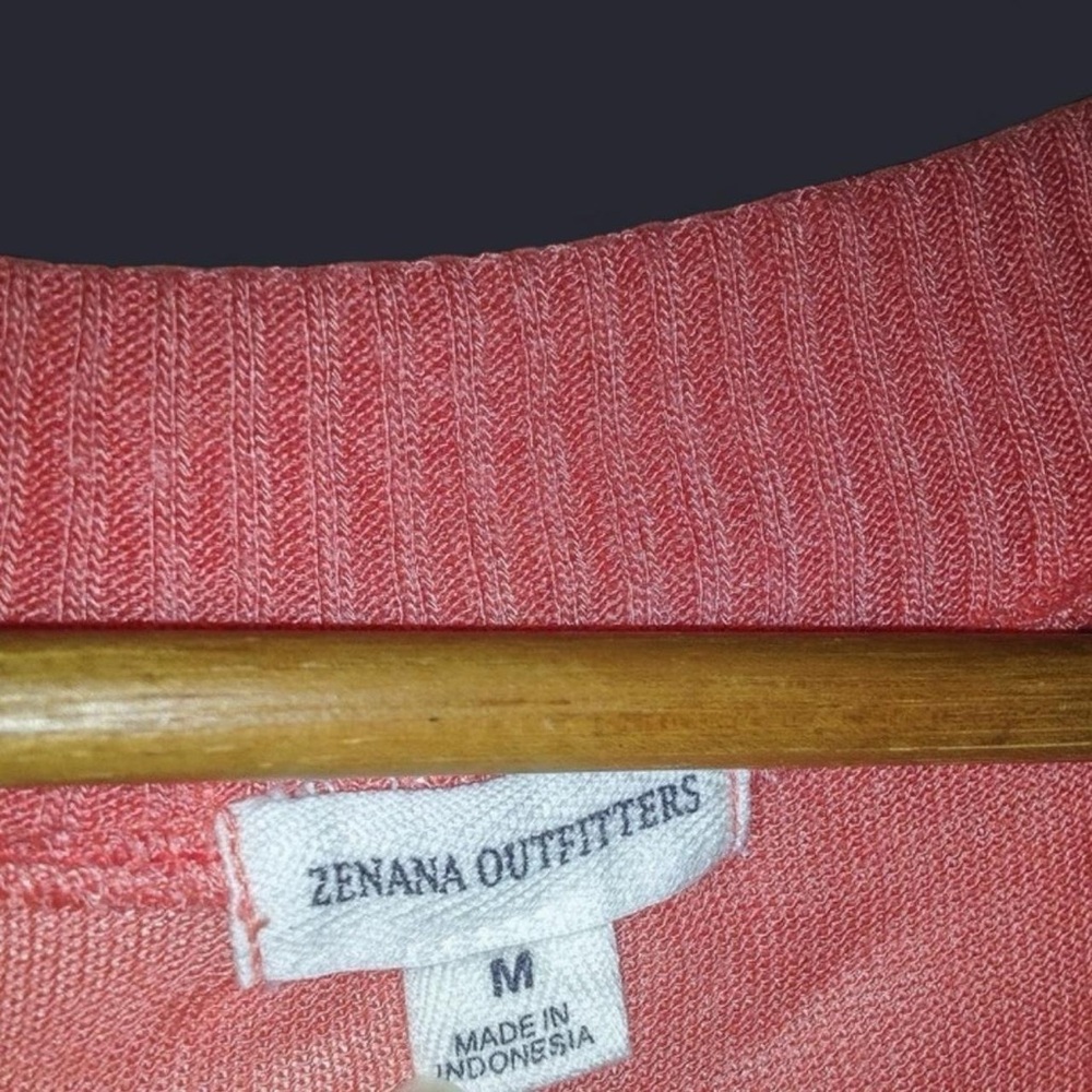 SOLD! Peach Pink V-Neck Long Sleeve Shirt - Picture 3 of 3